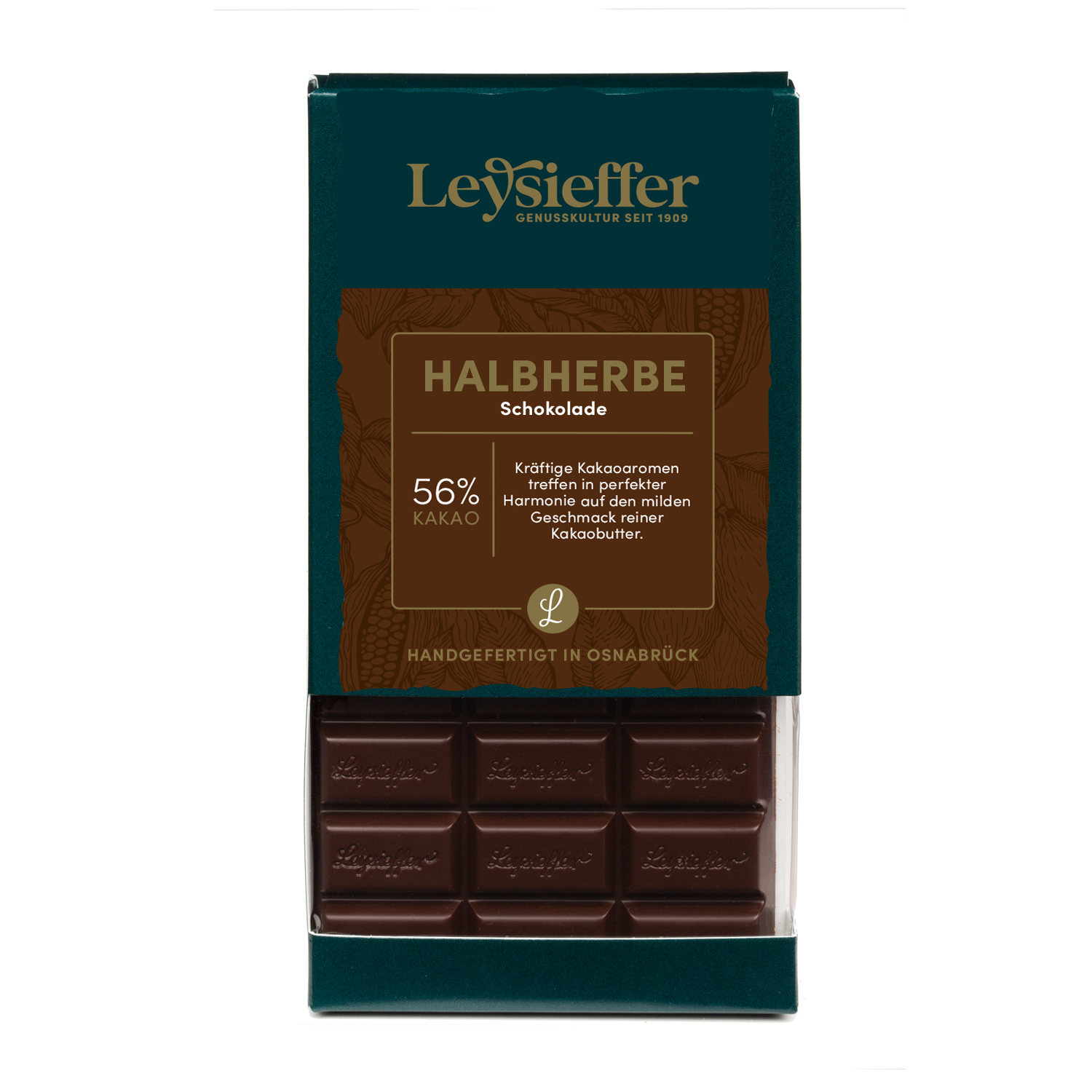 Halbherbe Schokolade 56 % Kakao