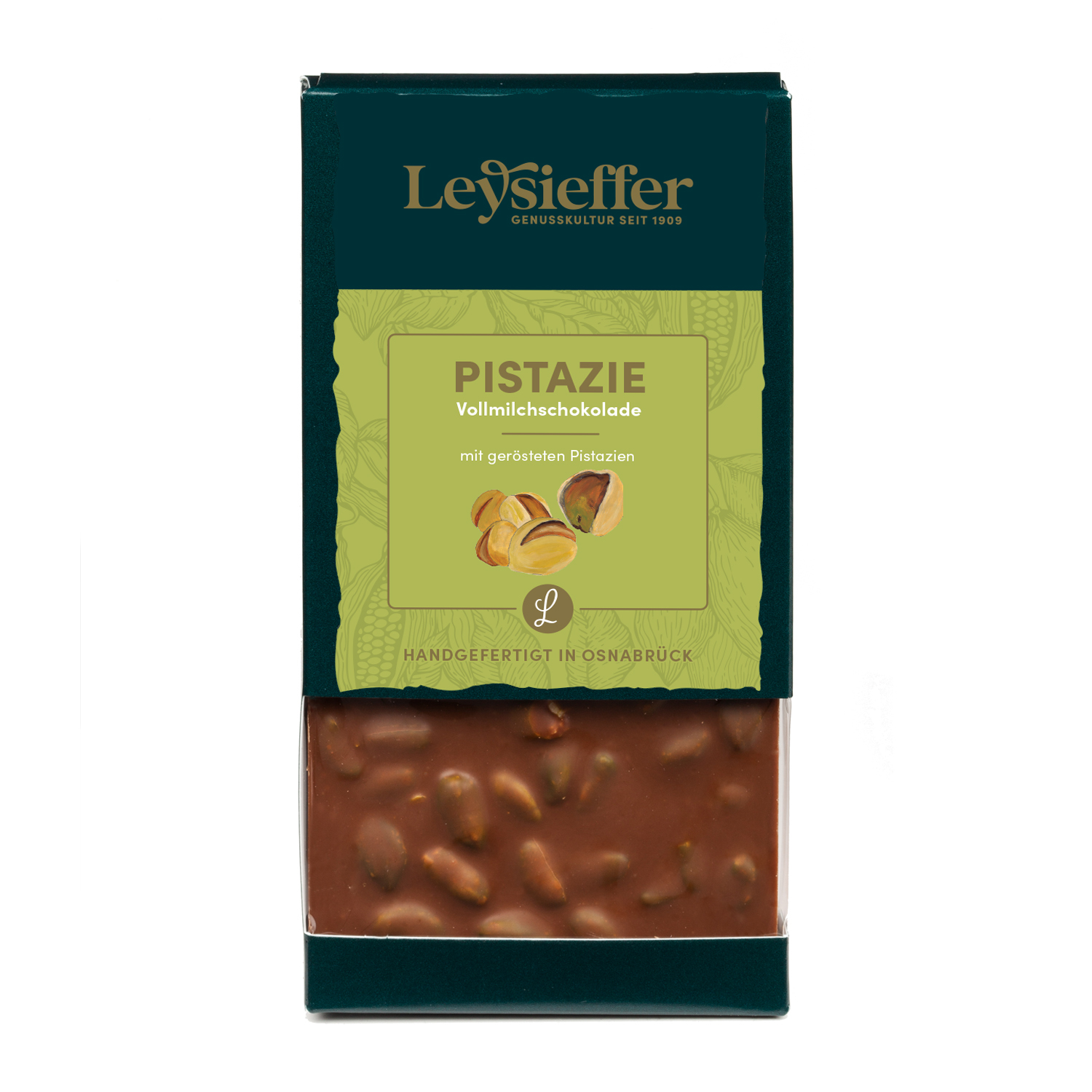 Vollmilch-Schokolade mit gerösteten Pistazien