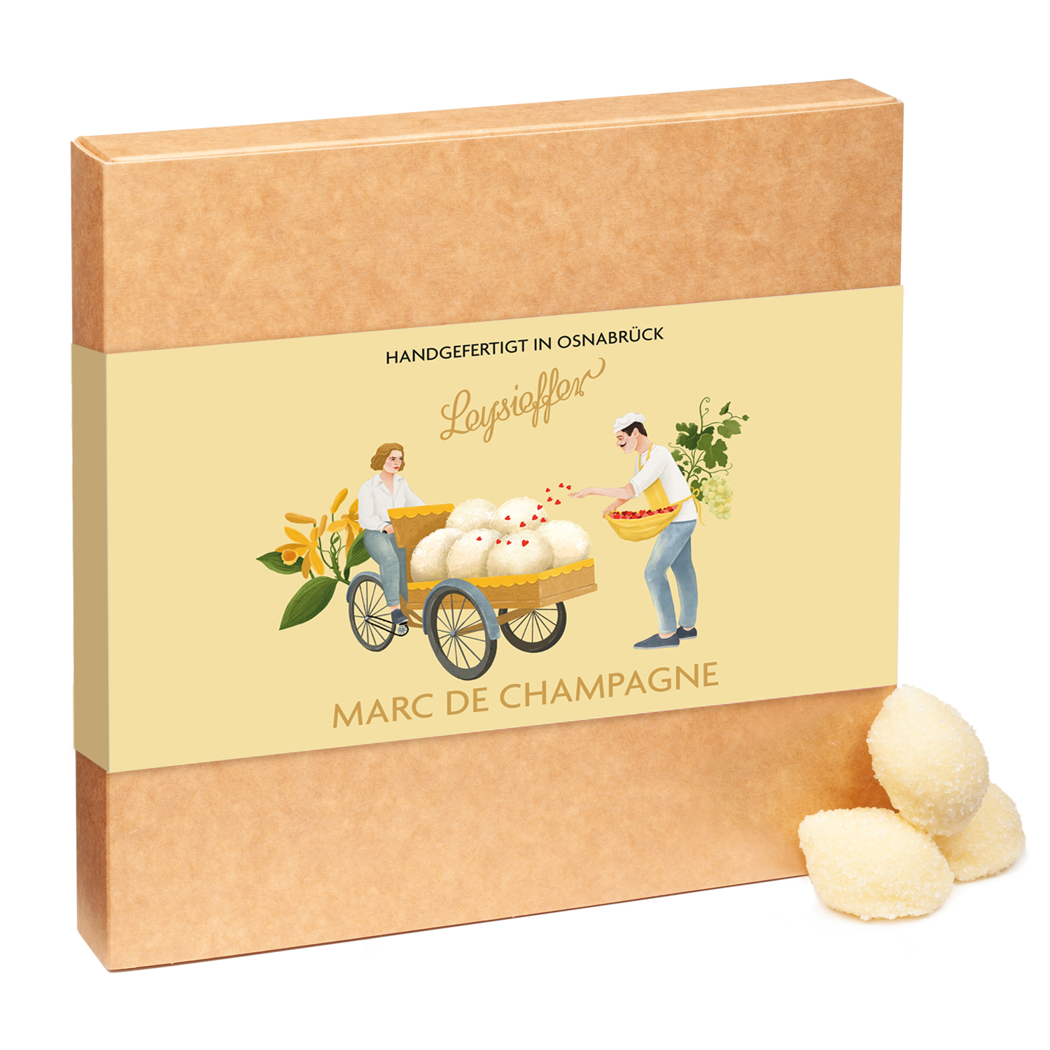 White Cream Truffles with Marc de Champagne in a Gift Box