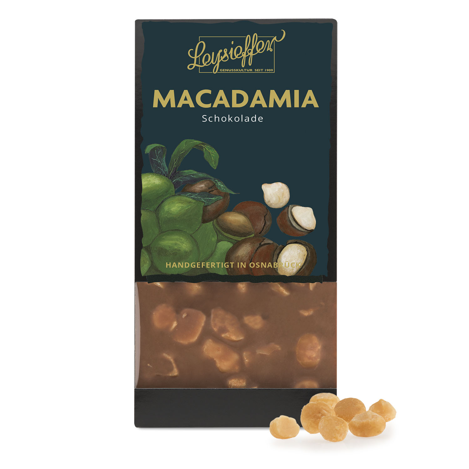 Vollmilch-Schokolade mit Macadamia-Nüssen